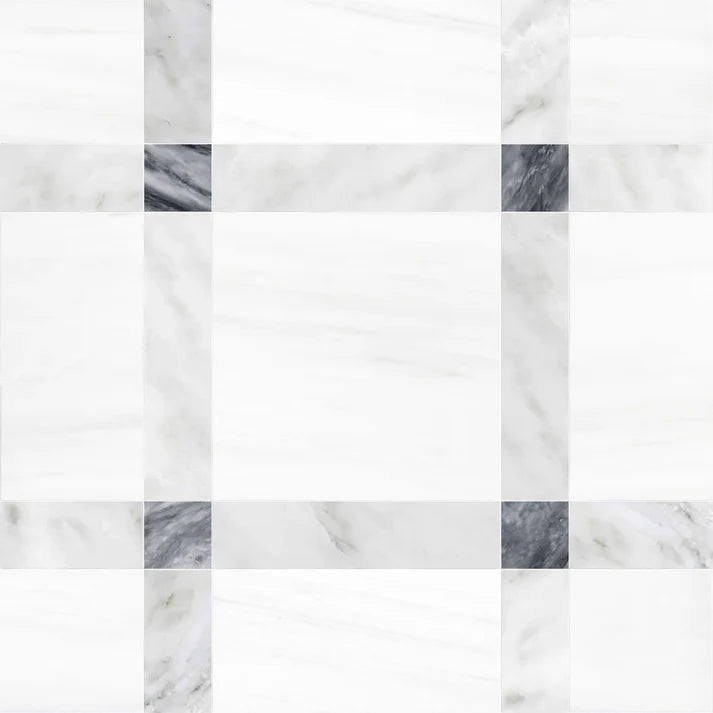 Callen Snow Square Geometric Waterjet Tile Zicana Boutique - Zicana Boutique - 1