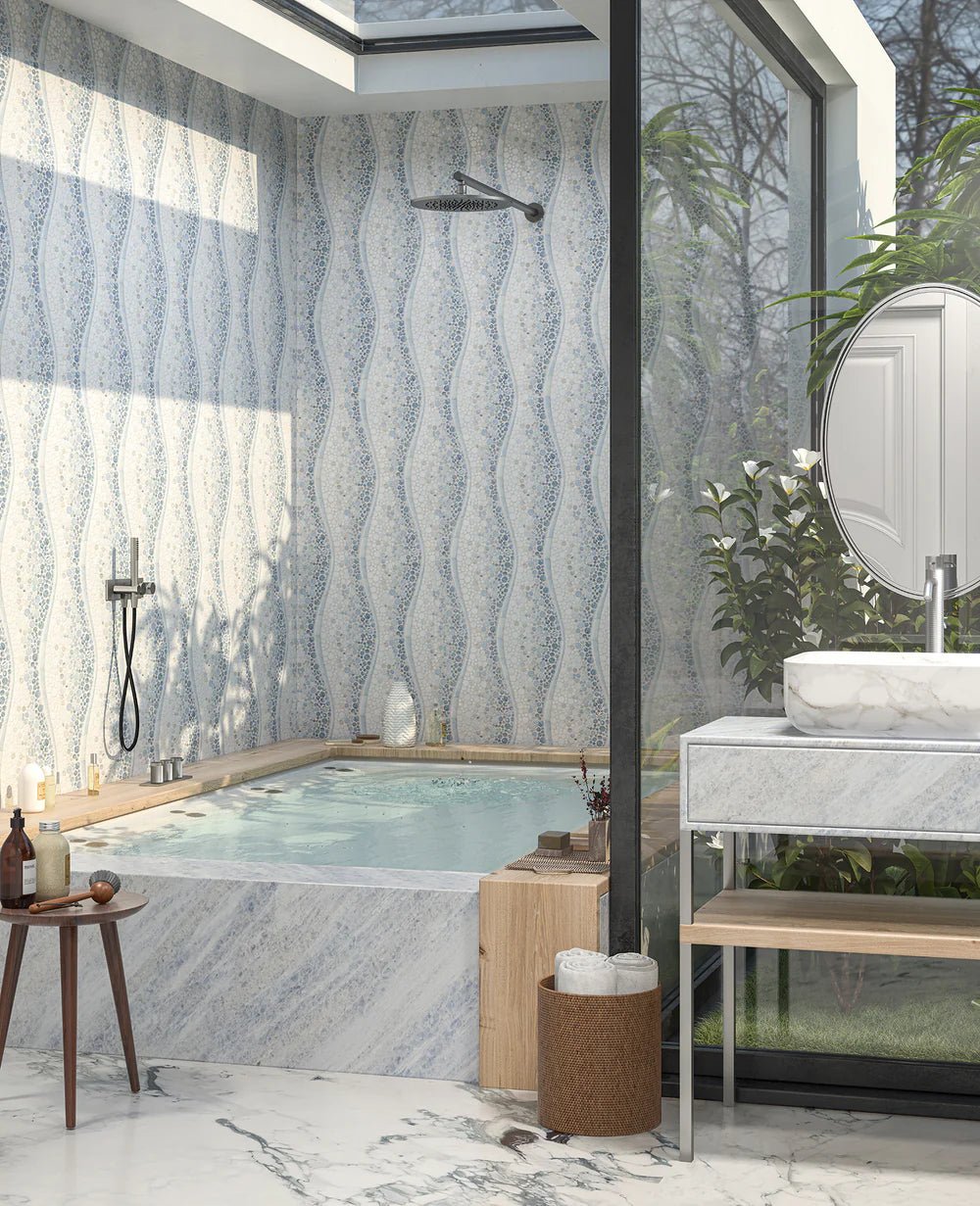 Calypso Blue Ombre Marble Mosaic Artistic Tile - Zicana Boutique - 2