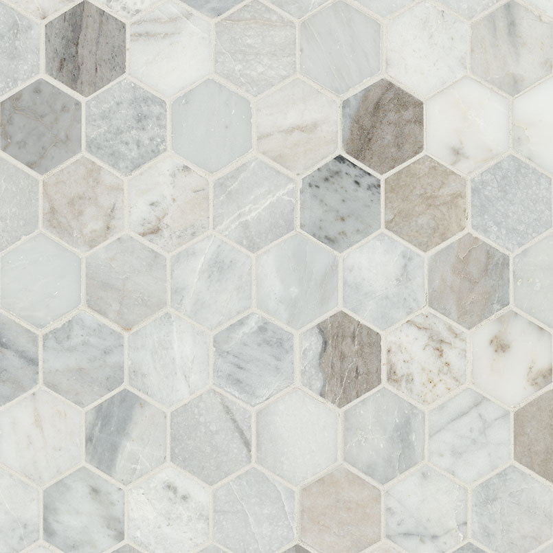 Capri Blue Marble MSI Mosaic Tiles 12" X 12" 2" Hexagon Pattern MSI - Zicana Boutique - 1