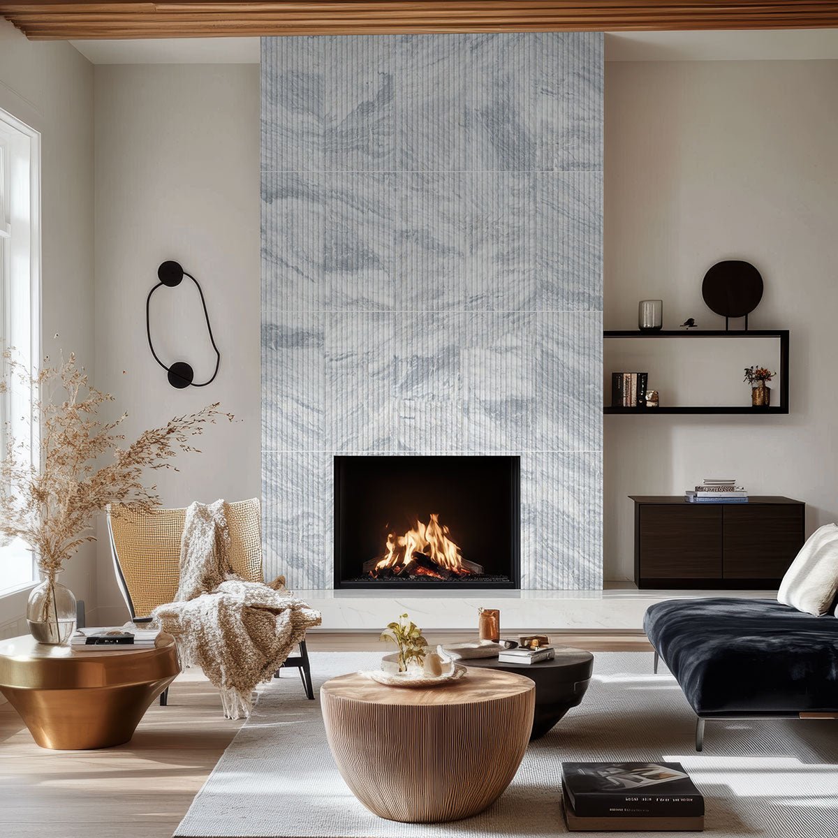Capri Blue Valentino Fluto Marble MSI Field Tiles 12" X 24" Fluted Pattern MSI - Zicana Boutique - 9