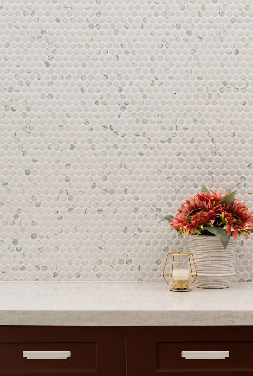 Carrara Porcelain MSI Field Tiles 11" X 12" Penny Round MSI - Zicana Boutique - 4