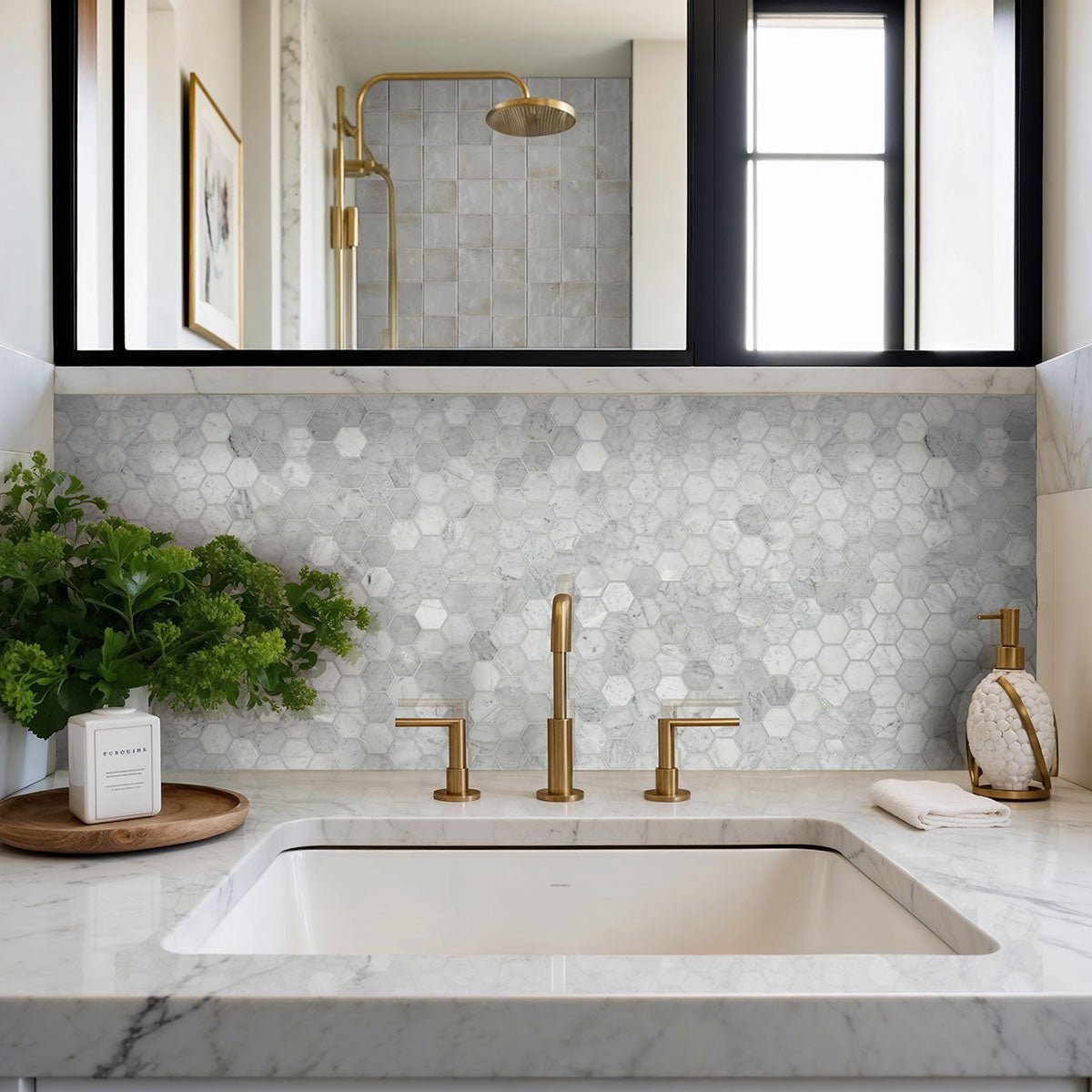 Carrara White Marble MSI Mosaic Tiles 12" X 12" 2" Hexagon Pattern MSI - Zicana Boutique - 2