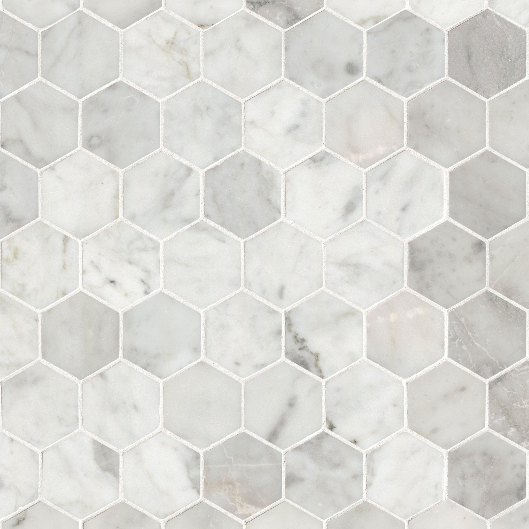 Carrara White Marble MSI Mosaic Tiles 12" X 12" 2" Hexagon Pattern MSI - Zicana Boutique - 1