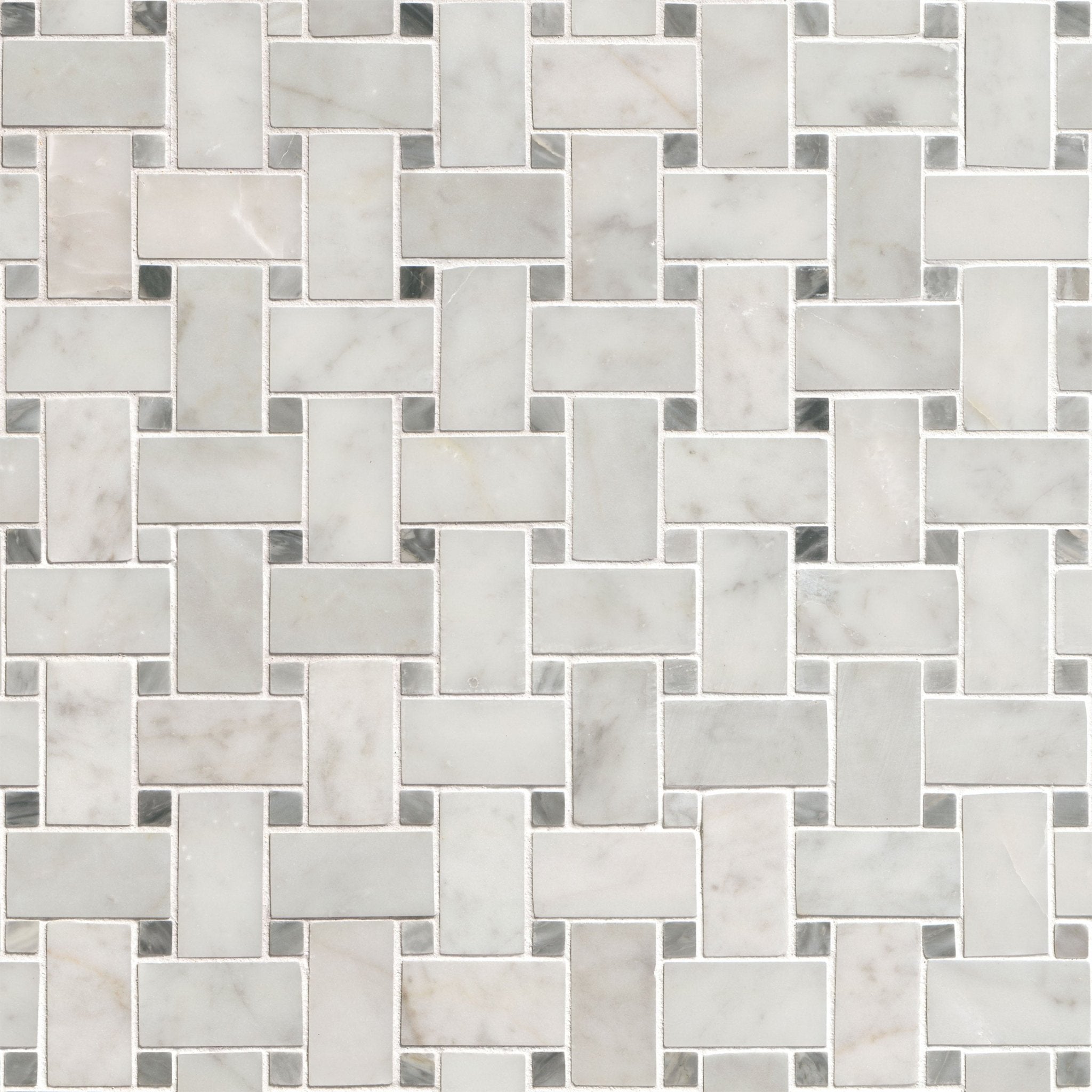 Carrara White Marble MSI Mosaic Tiles 12" X 12" Basketweave Pattern MSI - Zicana Boutique - 1