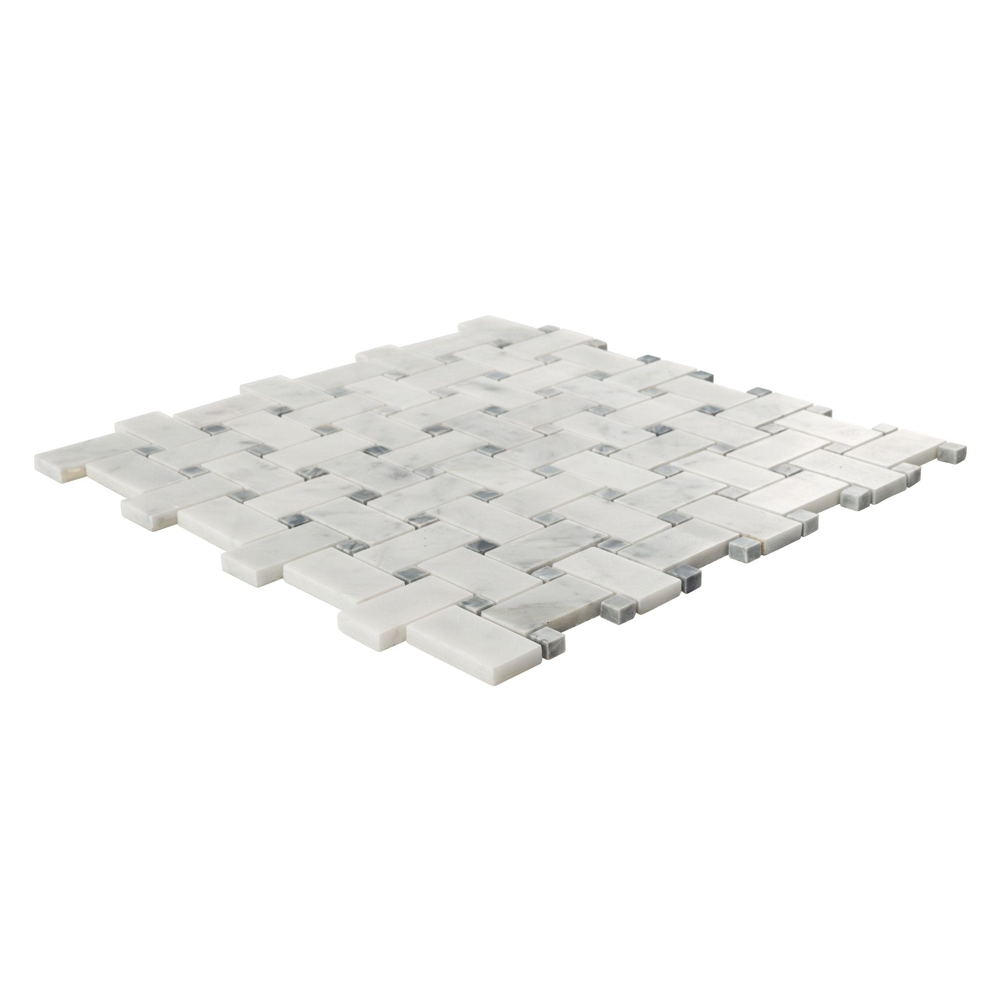 Carrara White Marble MSI Mosaic Tiles 12" X 12" Basketweave Pattern MSI - Zicana Boutique - 3