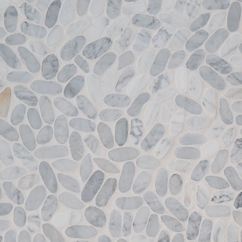 Carrara White Marble MSI Mosaic Tiles 12" X 12" Sliced Pebbles Pattern MSI - Zicana Boutique - 3