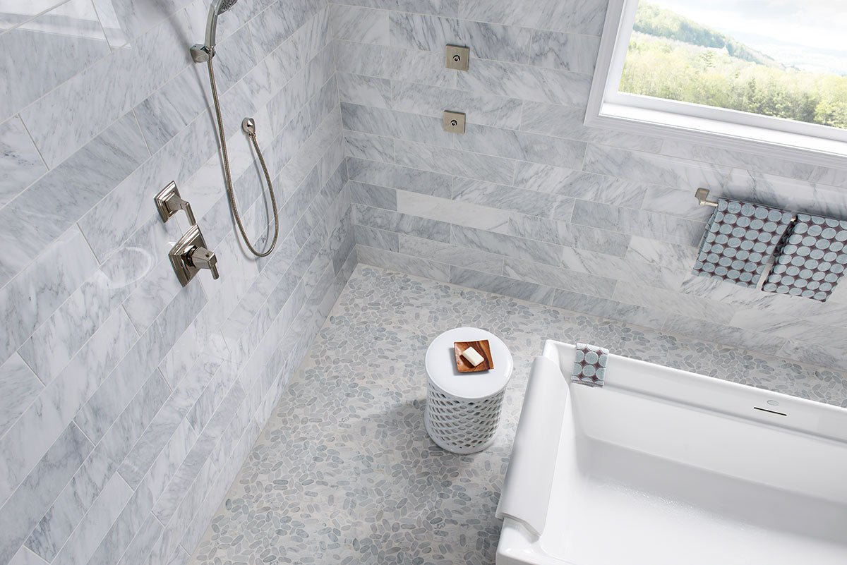 Carrara White Marble MSI Mosaic Tiles 12" X 12" Sliced Pebbles Pattern MSI - Zicana Boutique - 2