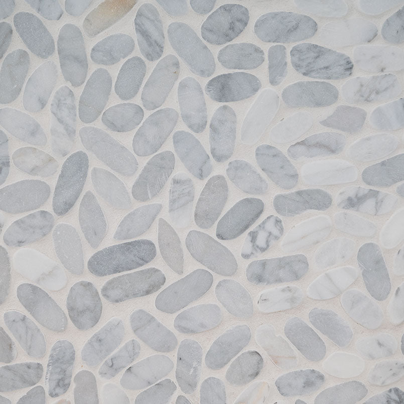 Carrara White Marble MSI Mosaic Tiles 12" X 12" Sliced Pebbles Pattern MSI - Zicana Boutique - 1