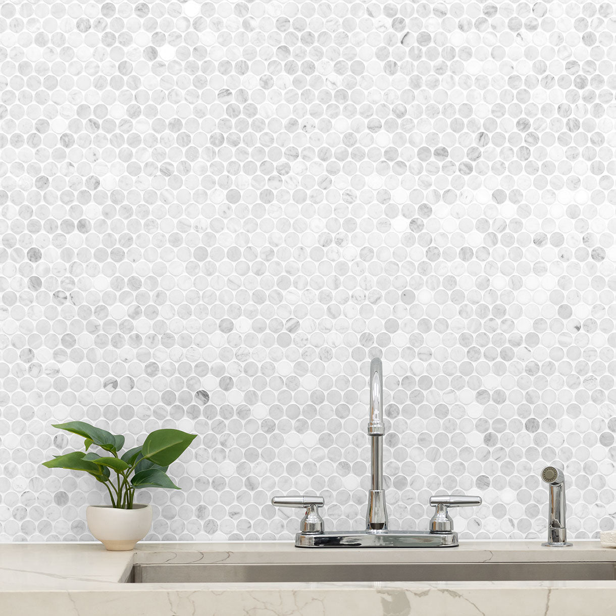 Carrara White Marble MSI Mosaic Tiles 12" X 13" Round Pattern MSI - Zicana Boutique - 2