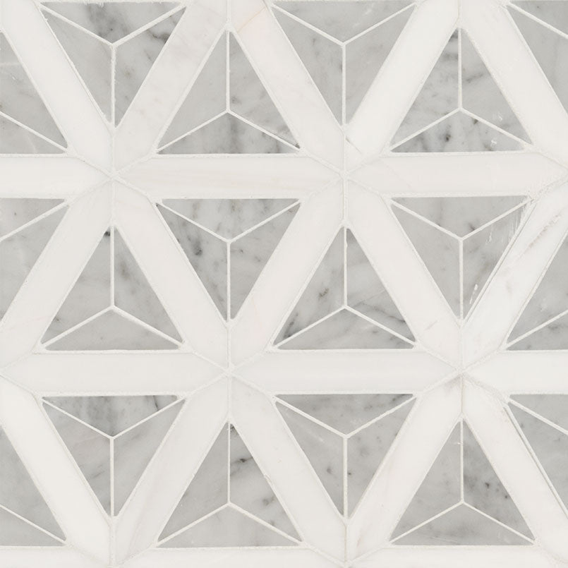 Carrara White Marble MSI Mosaic Tiles 9" X 12" Geometric Pattern MSI - Zicana Boutique - 1