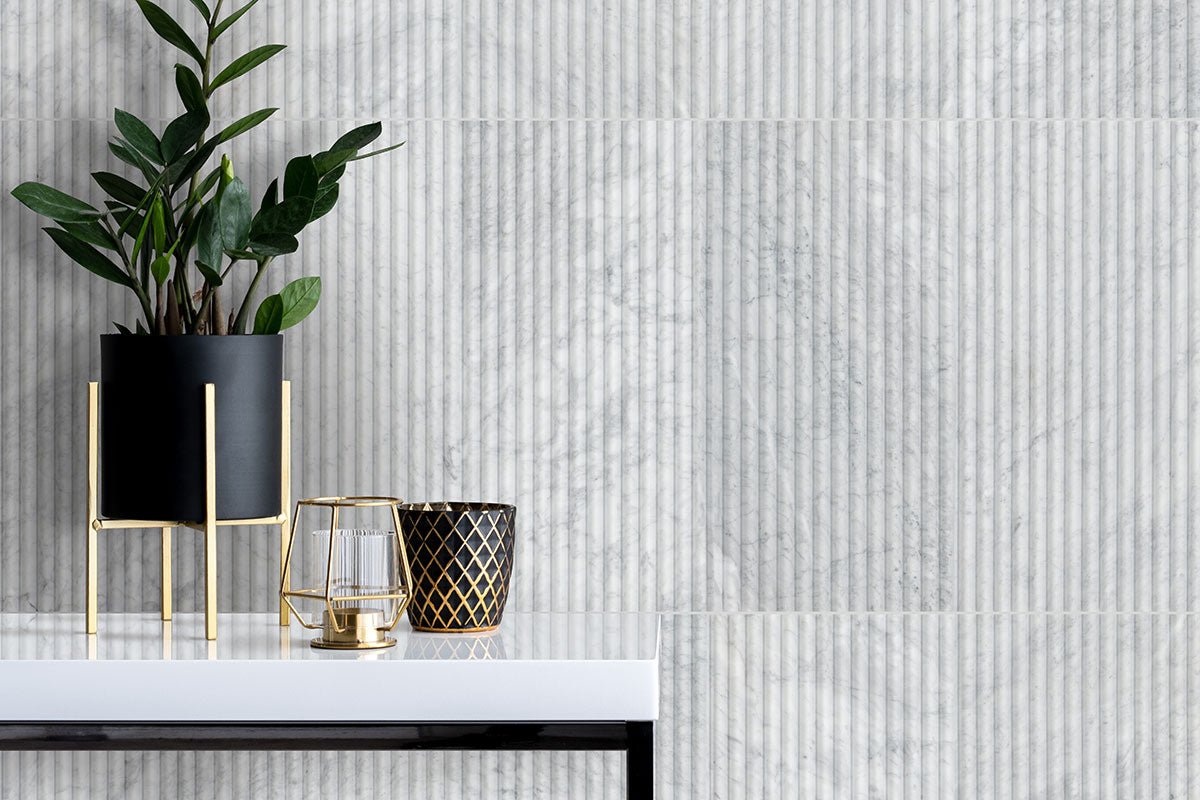 Carrara White Milano Ribbo Marble MSI Field Tiles 12" X 24" Fluted Pattern MSI - Zicana Boutique - 6