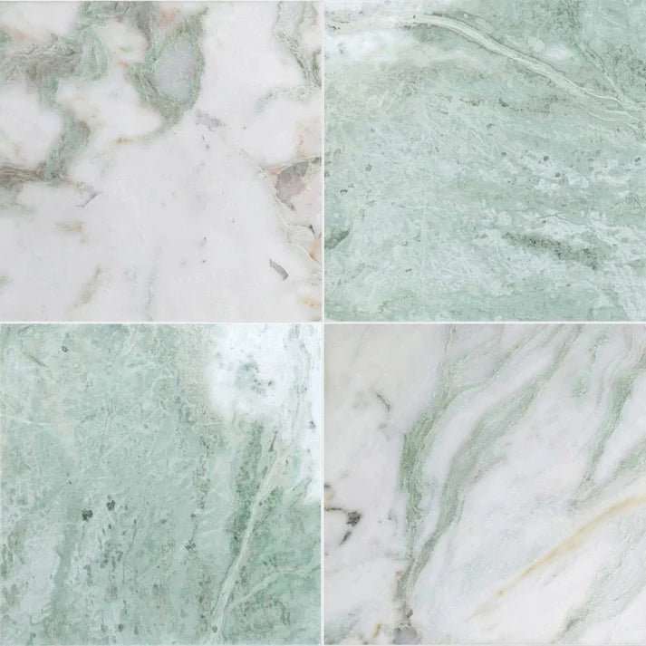 Checkerboard Albachiarro and Emerald Green Marble Field Tile 12''x12'' Zicana Boutique - Zicana Boutique - 1