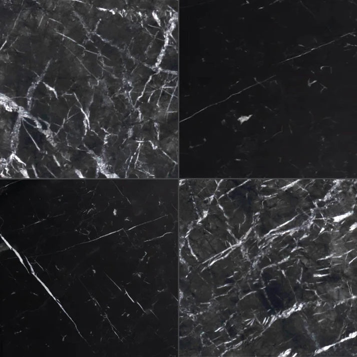 Checkerboard Grigio Pearl and Nero Marble Field Tile 12''x12'' Zicana Boutique - Zicana Boutique - 1