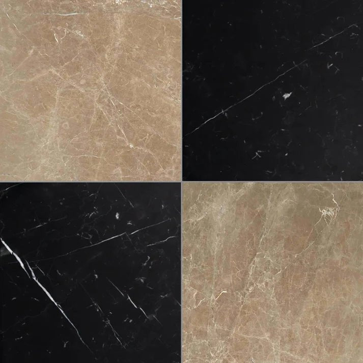 Checkerboard Paradise and Nero Marble Field Tile 12''x12'' Zicana Boutique - Zicana Boutique - 1