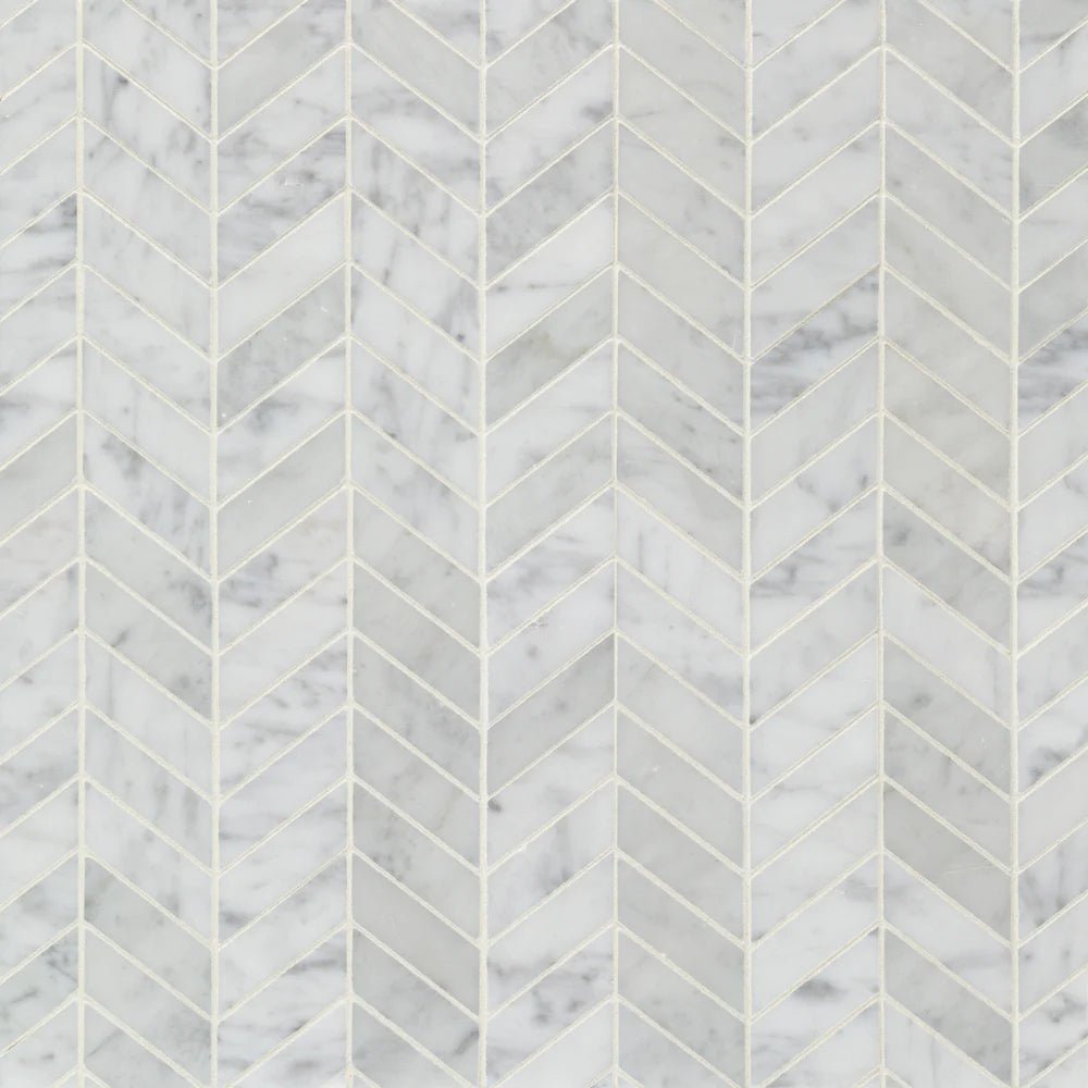 Chevron Bianco Carrara Marble Mosaic Zicana Boutique - Zicana Boutique - 1