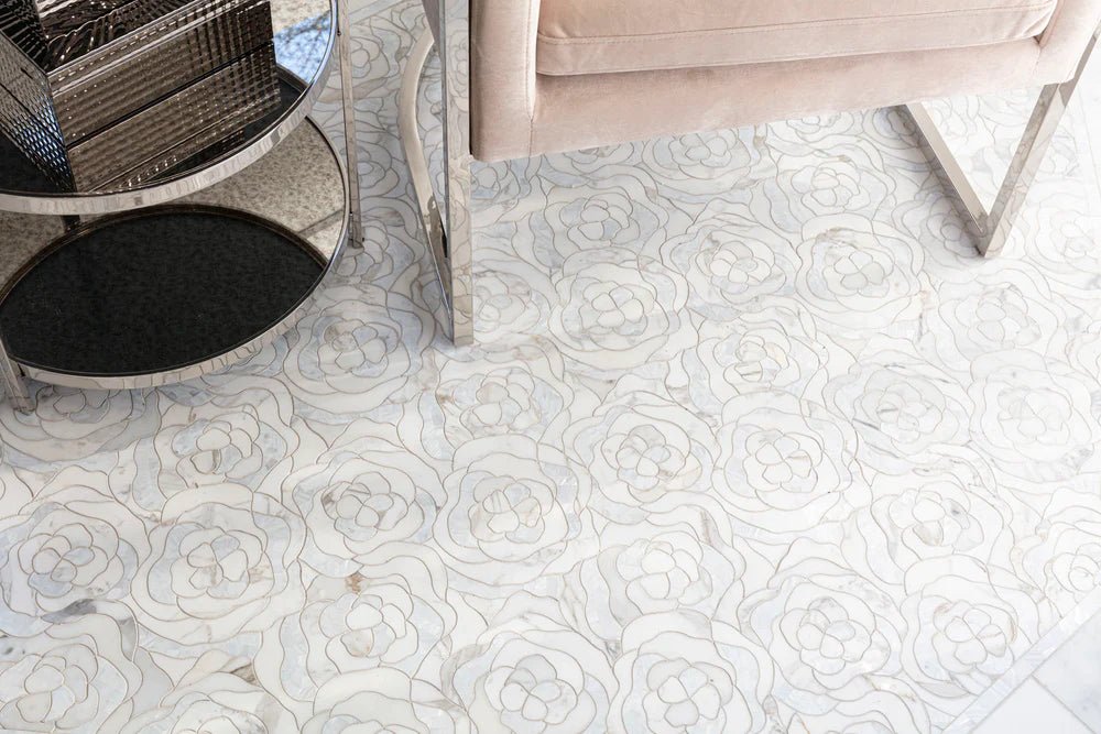 Chrysanthemum Calacatta Gold Waterjet Mosaic Artistic Tile - Zicana Boutique - 4
