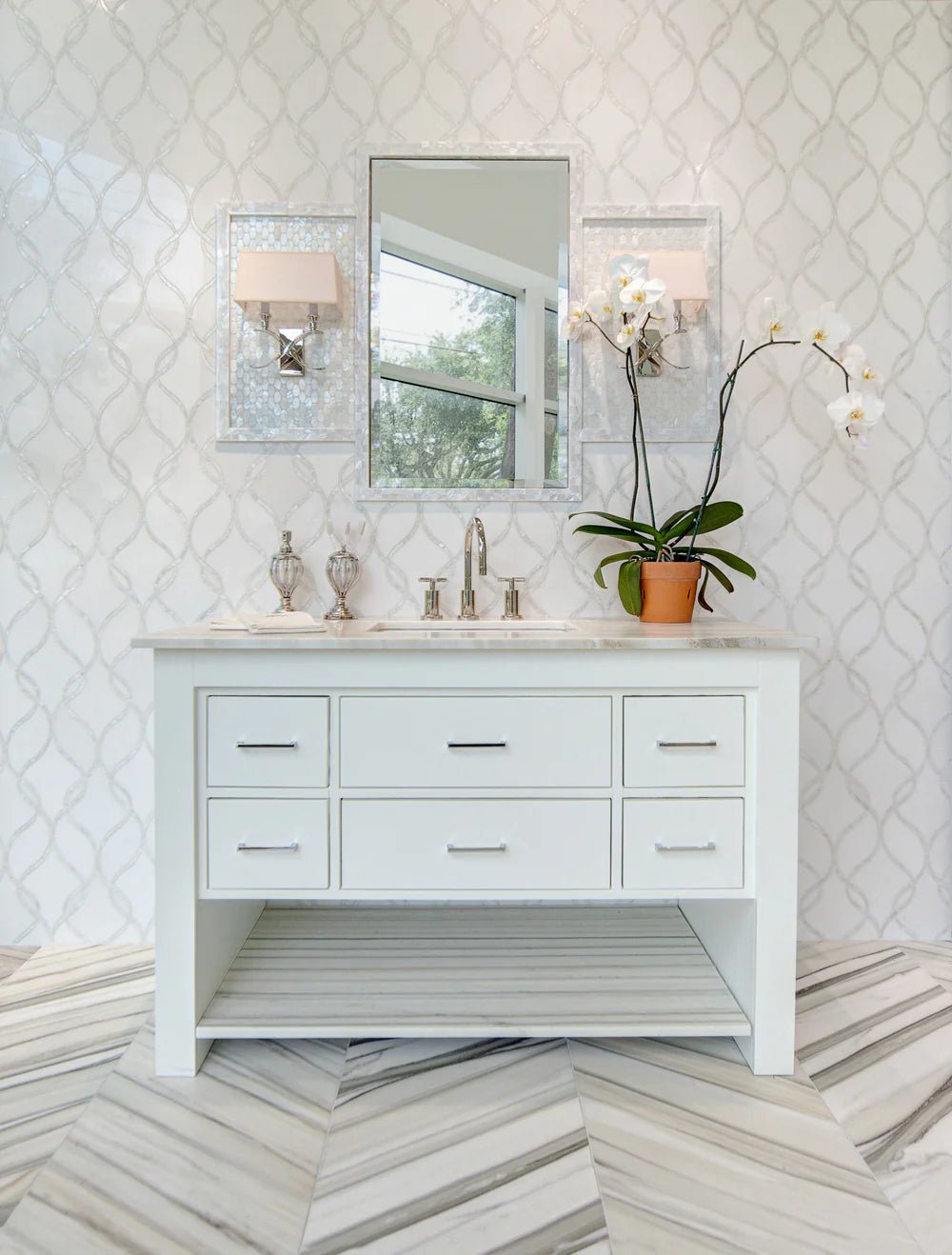 Claridges Thassos Waterjet Mosaic Artistic Tile - Zicana Boutique - 4