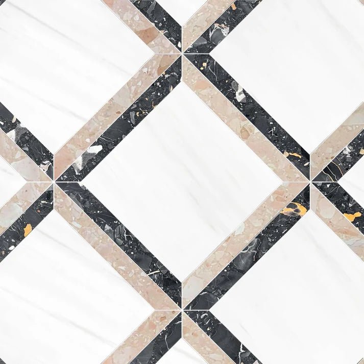 Cornella Nero Geometric Terrazo Waterjet Mosaic Zicana Boutique - Zicana Boutique - 1
