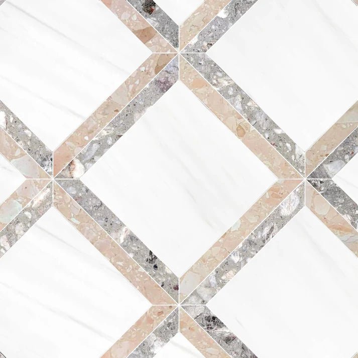 Cornella Rosa Geometric Terrazo Waterjet Mosaic Zicana Boutique - Zicana Boutique - 1