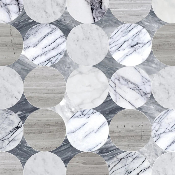 Cottone Athens Circle Marble Waterjet Mosaic Zicana Boutique - Zicana Boutique - 1