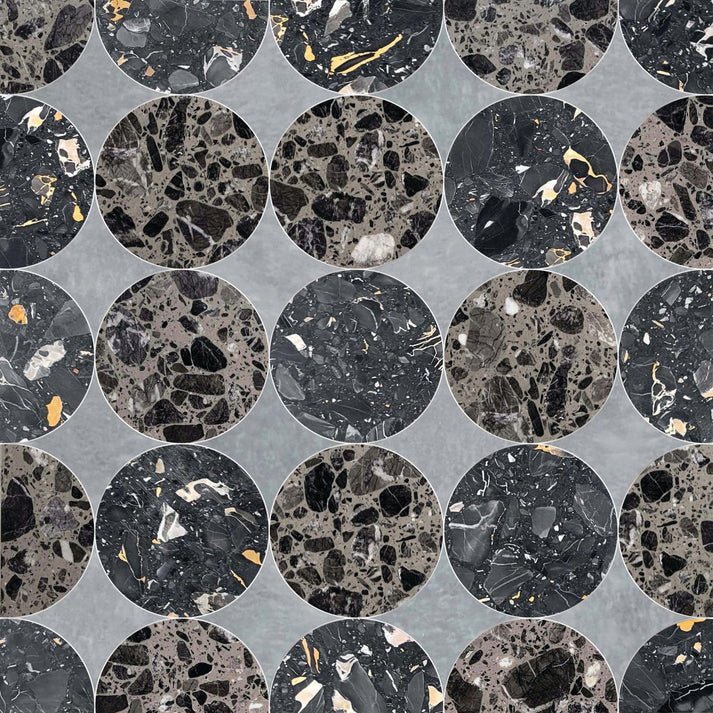 Cottone River Circle Terrazo Waterjet Mosaic Zicana Boutique - Zicana Boutique - 1