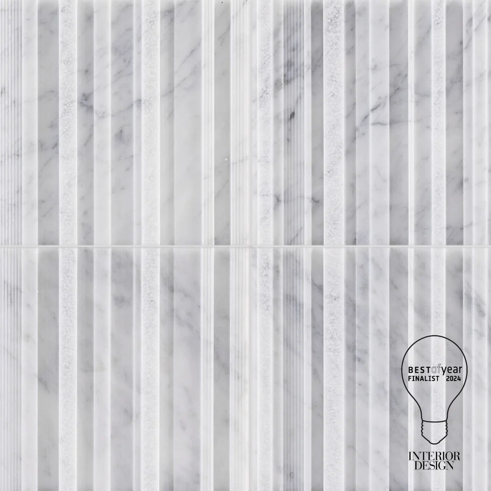 Craftsman Stripe Bianco Carrara Marble Dimensional Tile Artistic Tile - Zicana Boutique - 1