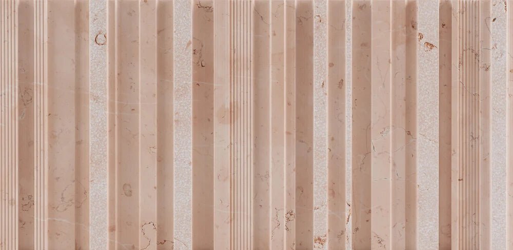 Craftsman Stripe Rosa Perlino Marble Dimensional Tile Artistic Tile - Zicana Boutique - 6