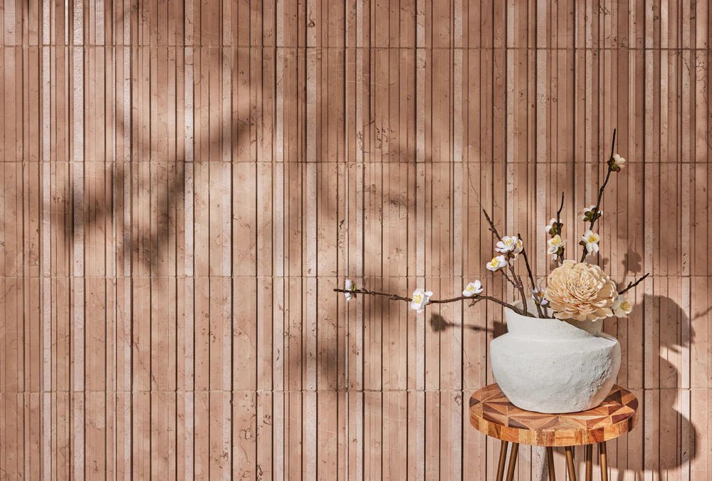 Craftsman Stripe Rosa Perlino Marble Dimensional Tile Zicana Boutique - Zicana Boutique - 5