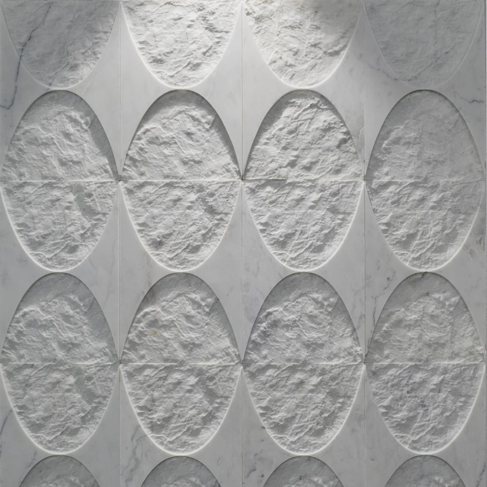 Crescent Taj White Marble Dimensional Tile Artistic Tile - Zicana Boutique - 1
