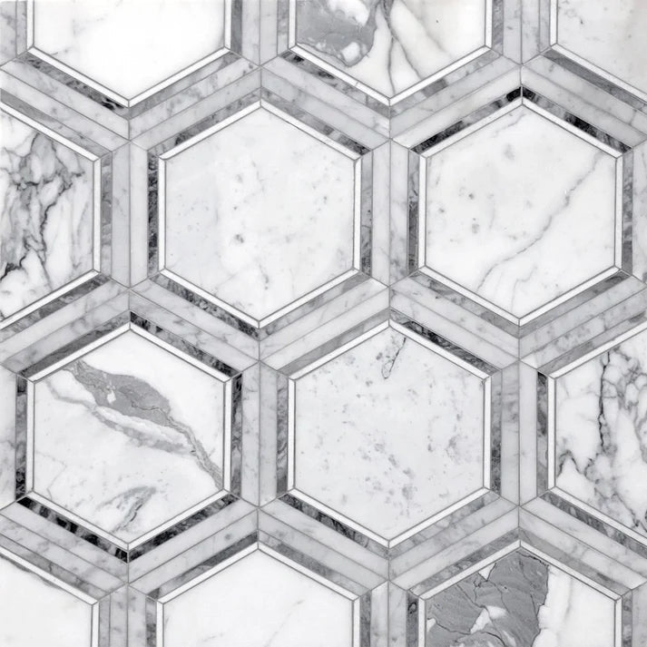 Curvello Sotto Marble Hexagon Waterjet Mosaic Zicana Boutique - Zicana Boutique - 1