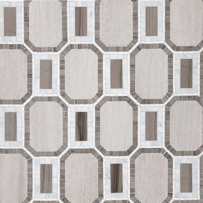 Curvona Elfa Maroon Marble Waterjet Mosaic Zicana Boutique - Zicana Boutique - 1