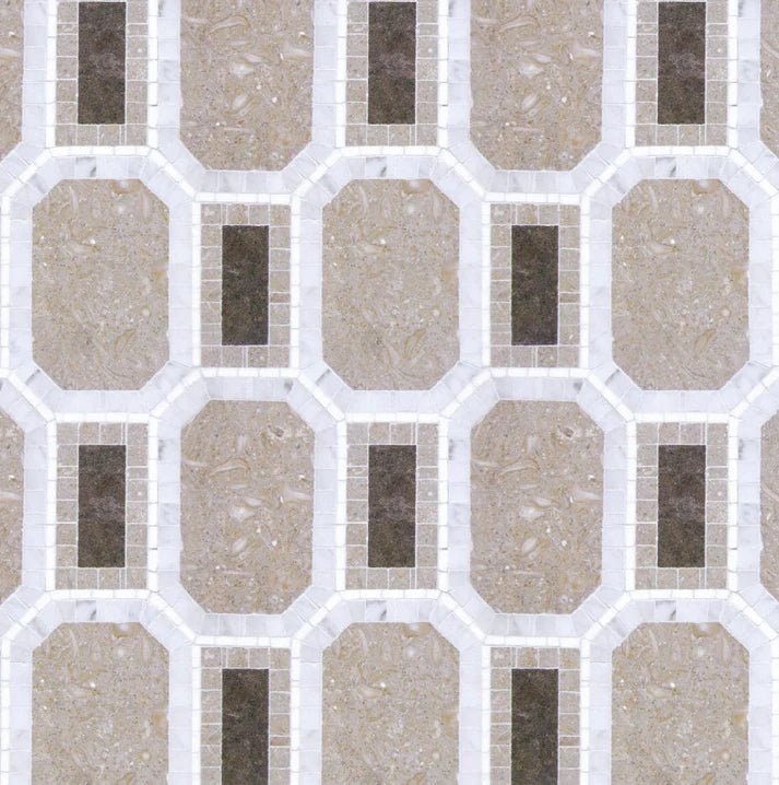 Curvona Elfa Sabbia Marble Waterjet Mosaic Zicana Boutique - Zicana Boutique - 1