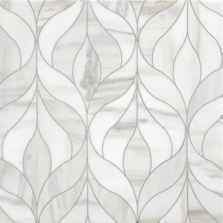 Curvona Floral Calacatta Marble Waterjet Mosaic Zicana Boutique - Zicana Boutique - 1