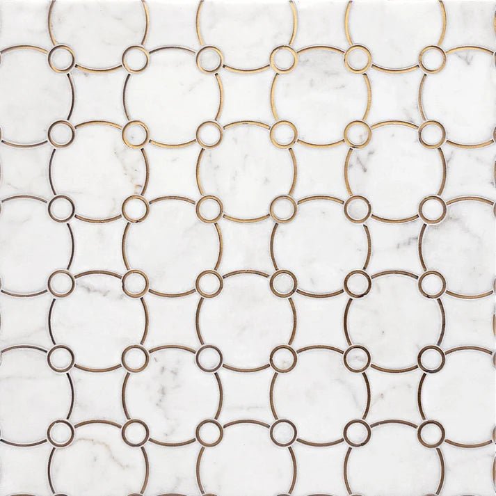 Curvona Gold Circa Marble Waterjet Mosaic Zicana Boutique - Zicana Boutique - 1