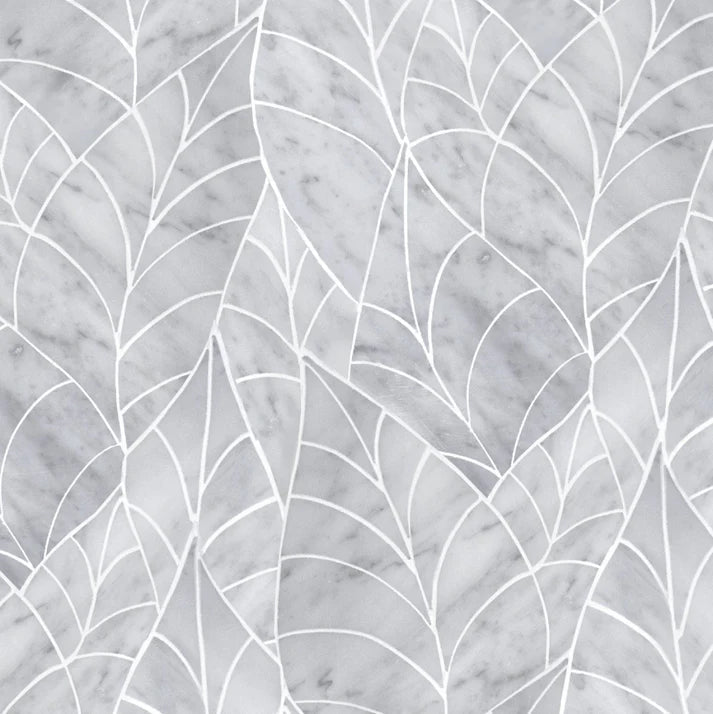 Curvona Hoja Carrara Marble Waterjet Mosaic Zicana Boutique - Zicana Boutique - 1