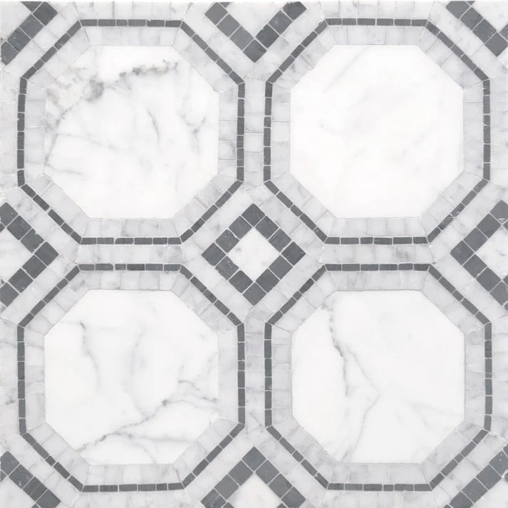 Curvona Kate Grigio Marble Waterjet Mosaic Zicana Boutique - Zicana Boutique - 1