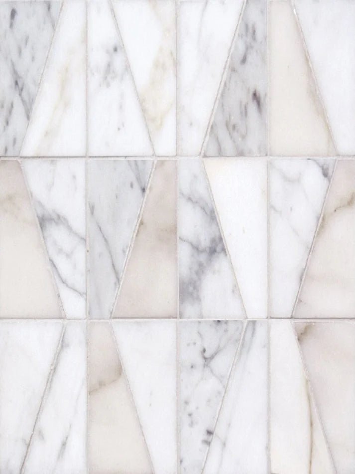 Curvona Latte Geometric Marble Waterjet Mosaic Zicana Boutique - Zicana Boutique - 1
