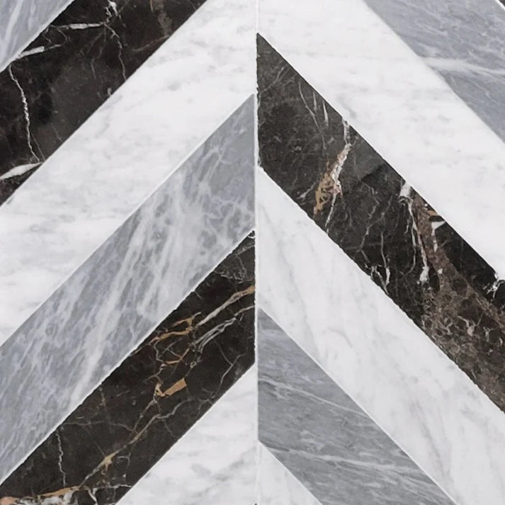 Curvona Laurent Chevron Marble Waterjet Mosaic Zicana Boutique - Zicana Boutique - 1