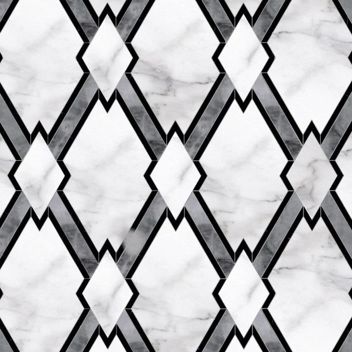 Curvona Mirra Geometric Marble Waterjet Mosaic Zicana Boutique - Zicana Boutique - 1