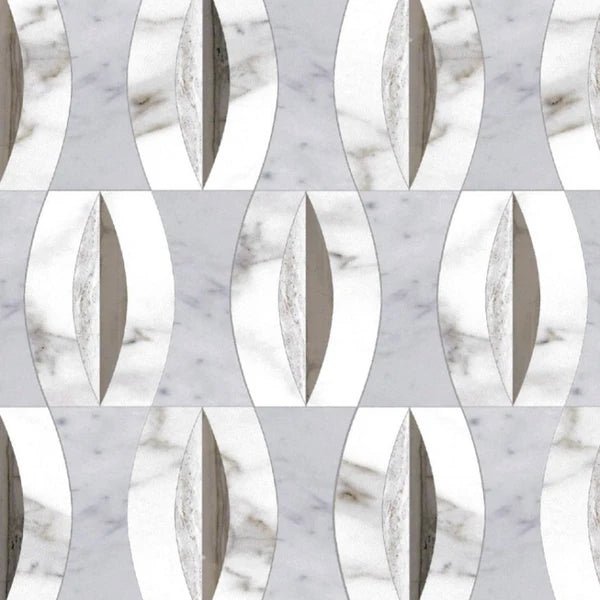 Curvona Orfal Geometric Marble Waterjet Mosaic Zicana Boutique - Zicana Boutique - 1