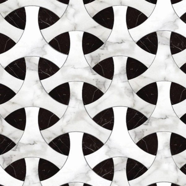 Curvona Palo Geometric Marble Waterjet Mosaic Zicana Boutique - Zicana Boutique - 1