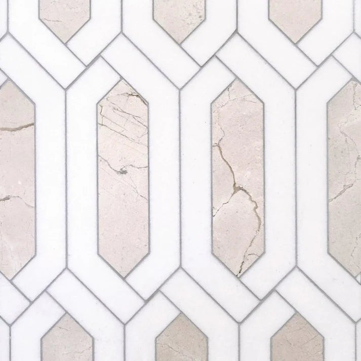 Curvona Picket Marble Waterjet Mosaic Zicana Boutique - Zicana Boutique - 1