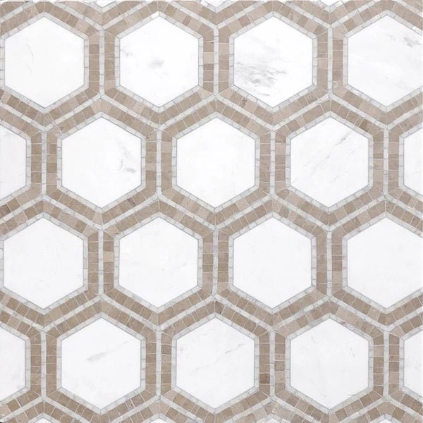 Curvona Primavera Hexagon Marble Waterjet Mosaic Zicana Boutique - Zicana Boutique - 1