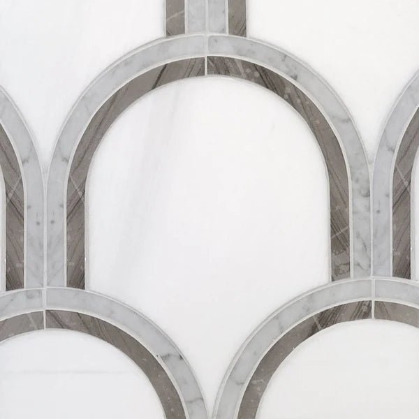Curvona Rotti Scallop Marble Waterjet Mosaic Zicana Boutique - Zicana Boutique - 1