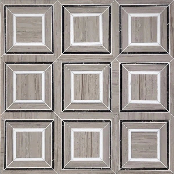 Curvona Yomal Geometric Marble Waterjet Mosaic Zicana Boutique - Zicana Boutique - 1