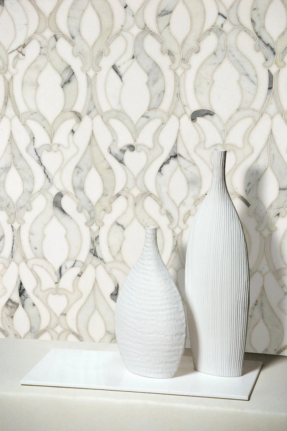 Damask Blanc Waterjet Mosaic Zicana Boutique - Zicana Boutique - 2