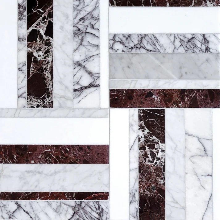Decova Danaka Lavander Geometric Marble Waterjet Mosaic Zicana Boutique - Zicana Boutique - 1