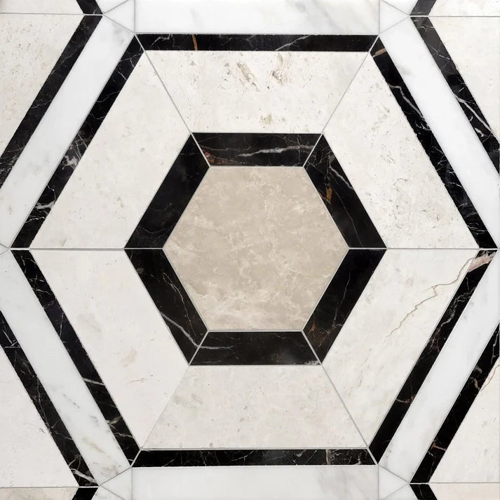 Decova Majectic Hexagon Marble Waterjet Mosaic Zicana Boutique - Zicana Boutique - 1