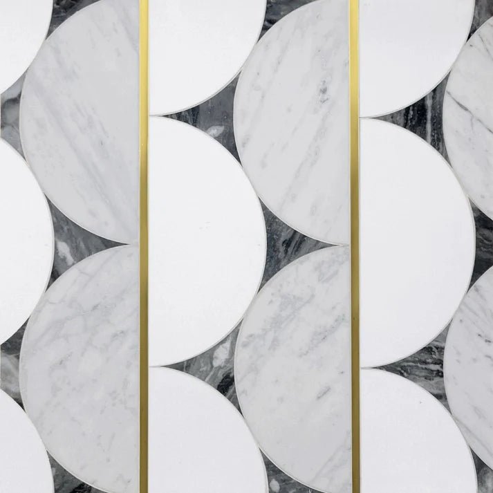 Decova Max Geometric Marble & Metal Waterjet Mosaic Zicana Boutique - Zicana Boutique - 1