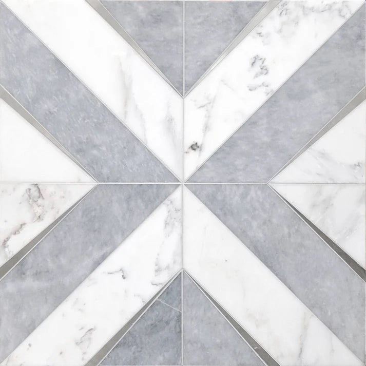 Decova Parque Geometric Marble & Metal Waterjet Mosaic Zicana Boutique - Zicana Boutique - 1
